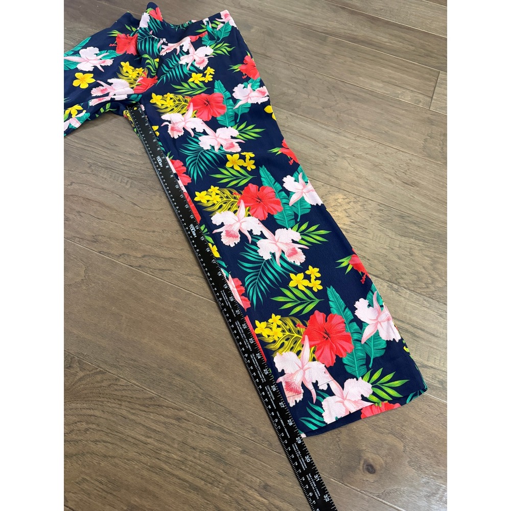 Soft‎ Surroundings Tropical Floral Wide Leg Pants Navy Blue Red PS Petite Small - Picture 7 of 10